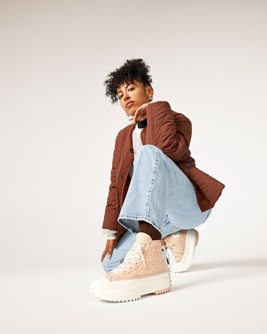 Women's Converse Run Star Hike Sherpa High Top Platform Shoes Beige | AU EC509B